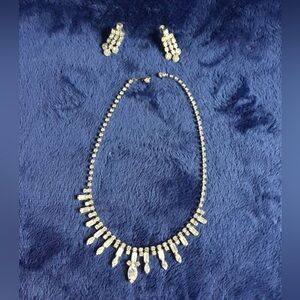 Vintage rhinestone necklace and earrings